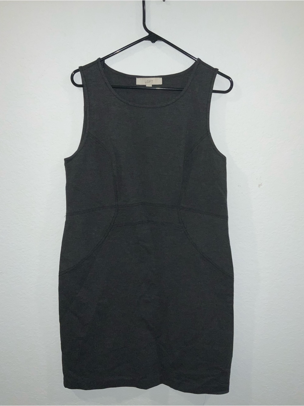 LOFT Charcoal Gray Sleeveless Sheath Dress
